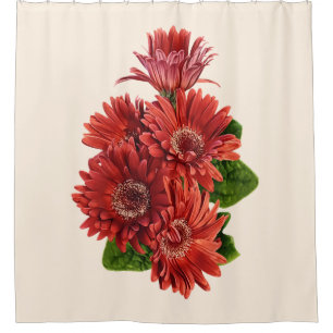 Cortina De Ducha Gerbera de Margaritas Rojas