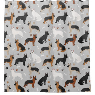 Cortina De Ducha German Shepherd Bones and Paws