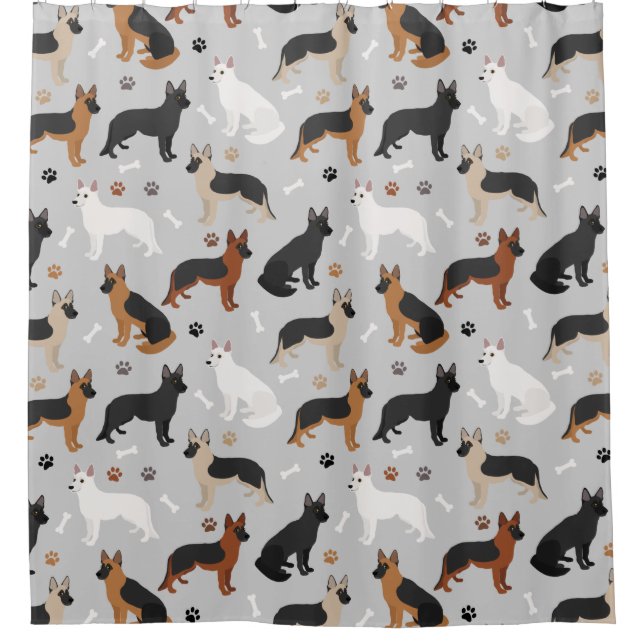 Cortina De Ducha German Shepherd Bones and Paws (Anverso)