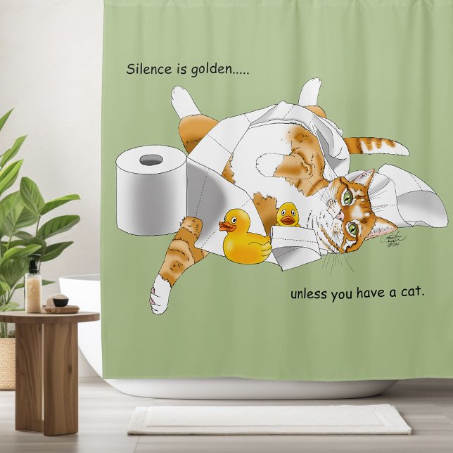 Cortina De Ducha Ginger Naranja Cat Funny Toilet Paper (Subido por el creador)