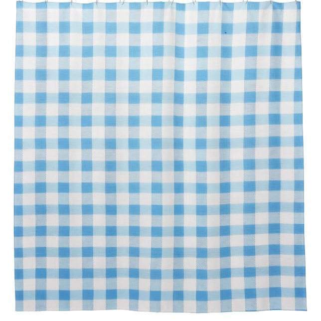Cortina De Ducha Gingham Azul Bebé (Anverso)