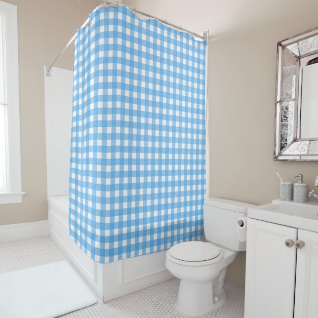 Cortina De Ducha gingham azul cielo (In situ)