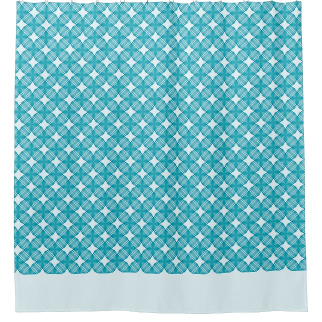 Cortina De Ducha Gingham azul y blanco (Anverso)