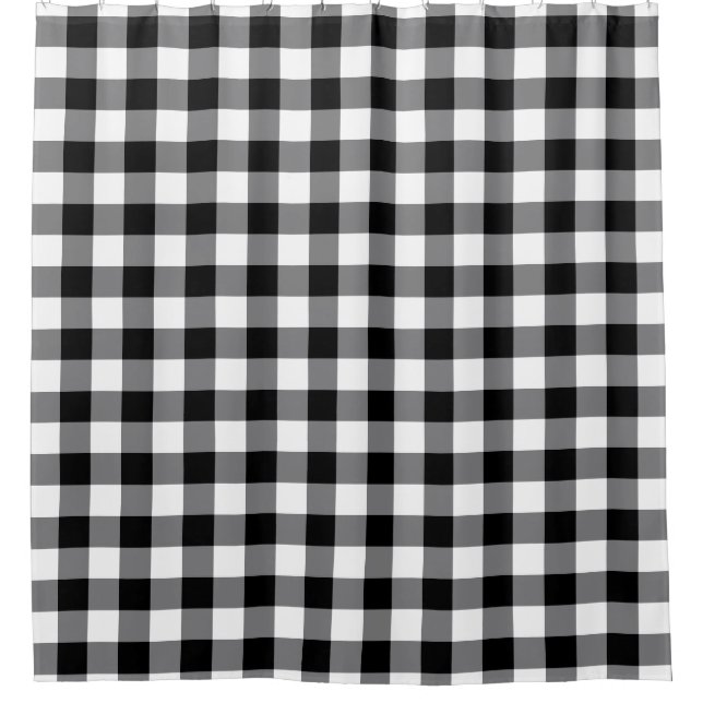 Cortina De Ducha Gingham Blanco Y Negro (Anverso)