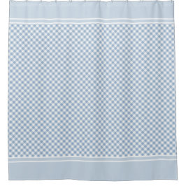 Cortina De Ducha Gingham Check País Blanco Azul claro