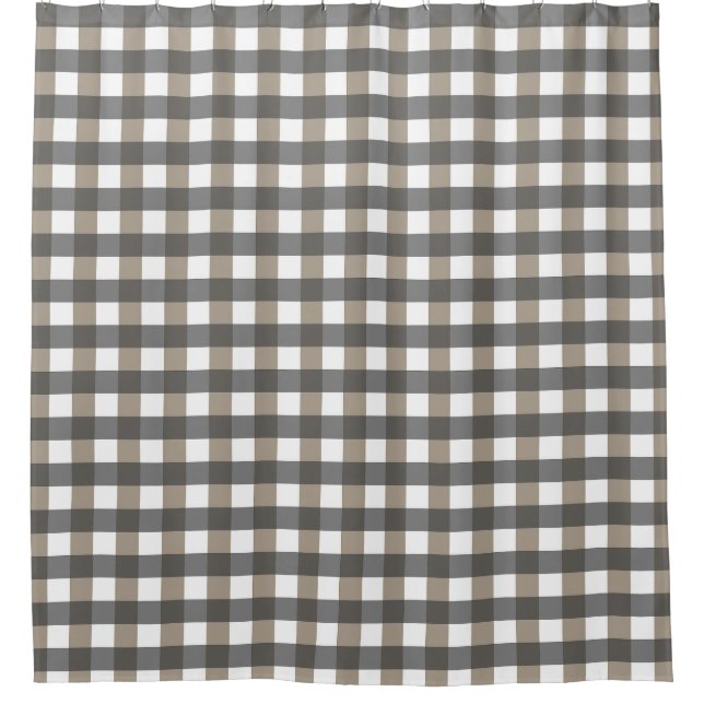 Cortina De Ducha Gingham Negro Gris Blanco (Anverso)