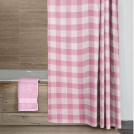 Cortina De Ducha Gingham Rosa Bebé