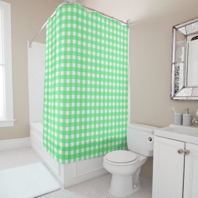 Cortina De Ducha Gingham verde (In situ)