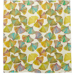Cortina De Ducha Gingko Leaves: Arte Resumen de Flores