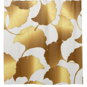 Cortina De Ducha Ginkgo Gold: Diseño de Vintage de Lujo.
