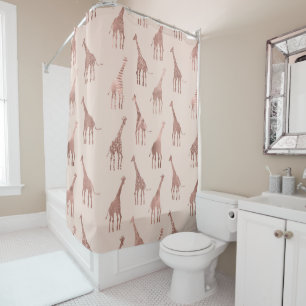 Cortina De Ducha Giraffes rosadas de Rubor de oro Rosa moderno