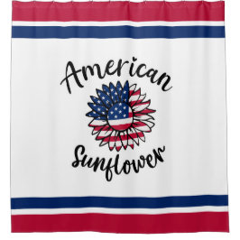 Cortina De Ducha Girasol de estrellas y tiras: un florecimiento pat