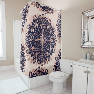 Cortina De Ducha Girly Boho Rosa oro Rubor Marina Rosa Mandalas