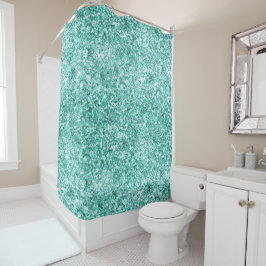 Cortina De Ducha Girly Mint Purpurina Confetti