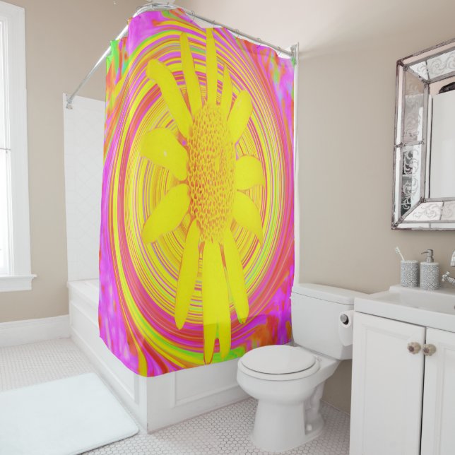 Cortina De Ducha Giro amarillo en un giro psicodélico (In situ)