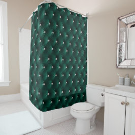 Cortina De Ducha Glam Green Faux Velvet de lujo