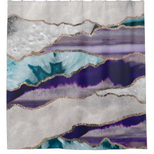 Cortina De Ducha Glam, Purpurina de oro de Enk Agate (Purpurina fal
