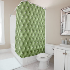 Cortina De Ducha Glam Sage Green Faux Velvet de lujo