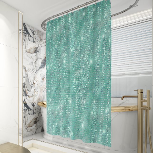 Cortina De Ducha Glam Sparkle Dots Sea Glass Green (Subido por el creador)