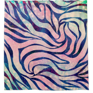 Cortina De Ducha Glamoroso Purpurina holográfico franjas de cebra a