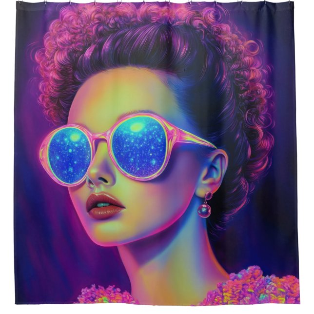 Cortina De Ducha Glamour Neon Galaxy (Anverso)