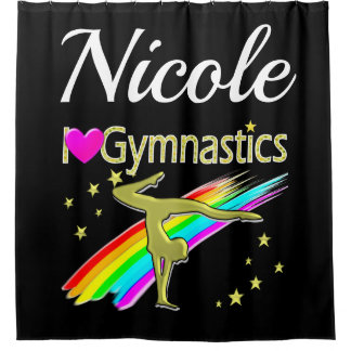 CORTINA DE DUCHA GLITZY GOLD I LOVE GIMNASTICS CUSTOMIZADO DISEÑO