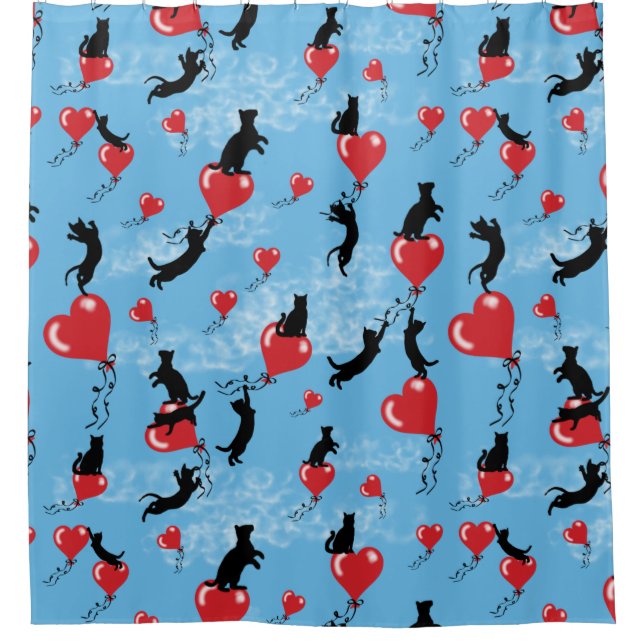 Cortina De Ducha Globos rojos voladores (Anverso)