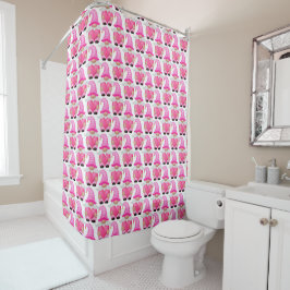 Cortina De Ducha Gnome Corazones Rosas Bosque Escandinavo Bonito
