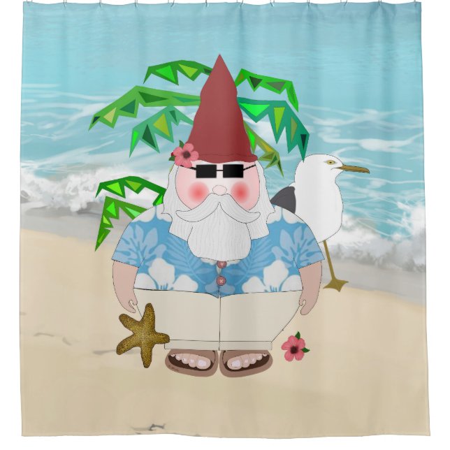 Cortina de ducha Gnome de playa (Anverso)