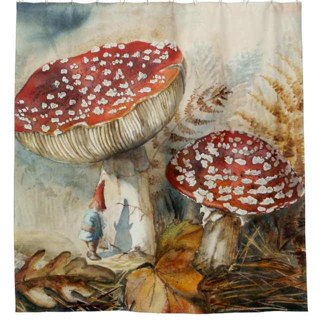 Cortina De Ducha gnomo de acuarela (Anverso)