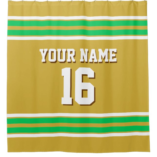Cortina De Ducha Gold Emerald Green Whats Stripes Sports Jersey (Anverso)