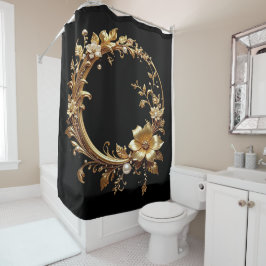 Cortina De Ducha Golden Floral Ornate Frame Shower Curtain