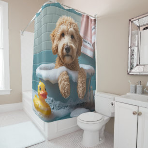 Cortina De Ducha Goldendoodle Desaliñado Dormilón Lindo Divertido
