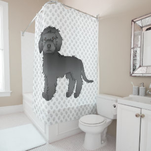 Cortina De Ducha Goldendoodle miniatura negra linda perro de dibujo