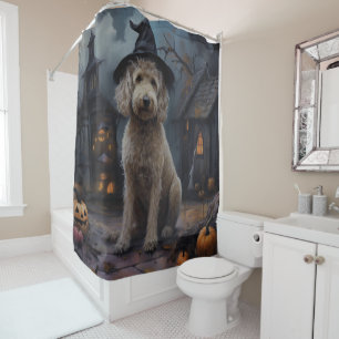 Cortina De Ducha Goldendoodle Pumpkins Halloween Scary