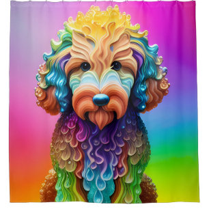 Cortina De Ducha Goldendoodle Puppy Lil Dood Colorful