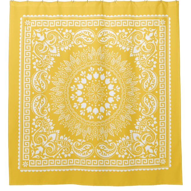 Cortina de ducha Goldenrod Bandana Pattern-4 (Anverso)