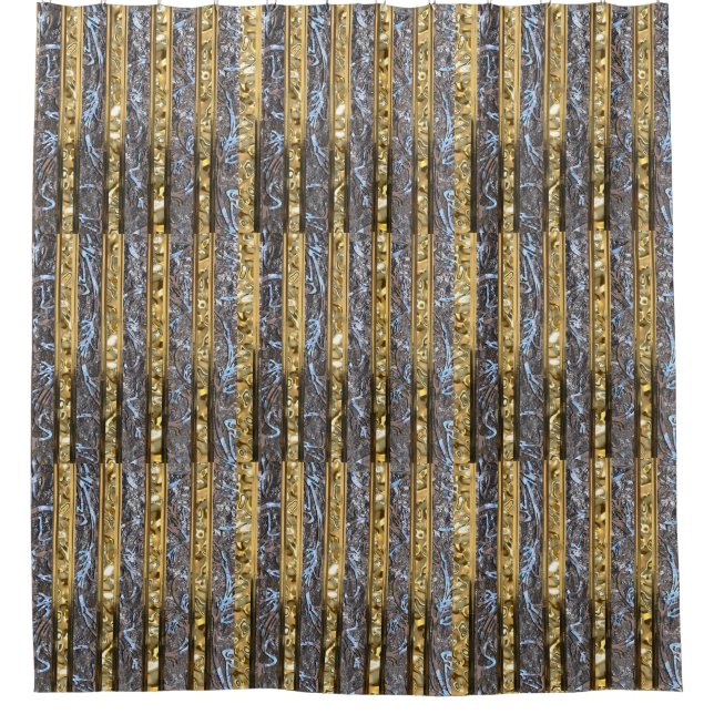 Cortina De Ducha Goldrush Showertime rayado elegante triple (Anverso)