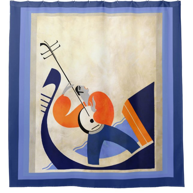 Cortina De Ducha Gondolero Cantante Art Déco (Anverso)