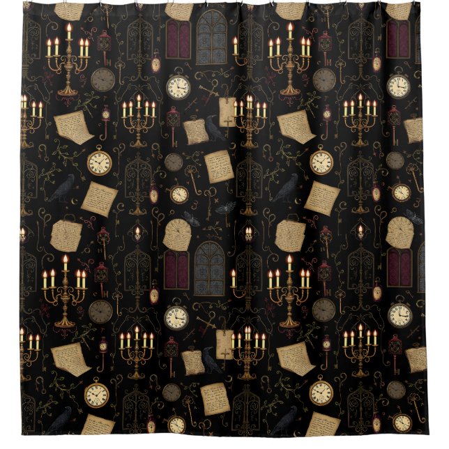 Cortina de ducha gótica botánica (Anverso)