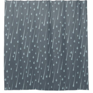 Cortina De Ducha Gotitas de lluvia adorables día lluvioso gris oscu