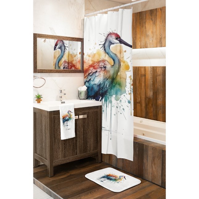 Cortina De Ducha Graceful Crane: Arte acuarela, personalizado (Subido por el creador)