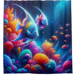 Cortina De Ducha "Gracets Angelfish Coral Reef Art"