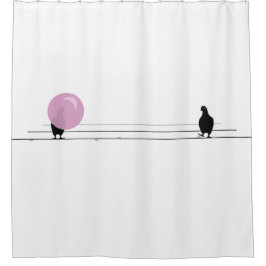 Cortina De Ducha Graciosa morena rosa de burbuja en blanco alambrad