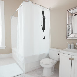 Cortina De Ducha Gracioso gato negro colgando | Crazy Kitty