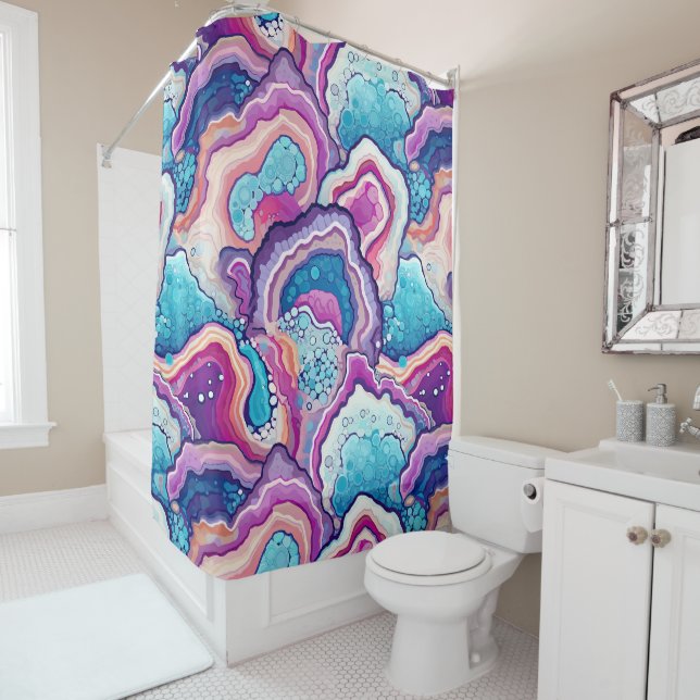 Cortina De Ducha Gracioso Resumen Geode Agate Pattern Bathroom (In situ)