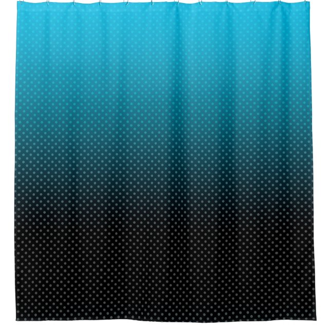 Cortina De Ducha gradiente azul con pequeños puntos de polka (Anverso)