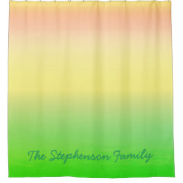 Cortina De Ducha Gradiente de color verde a amarillo con guión verd