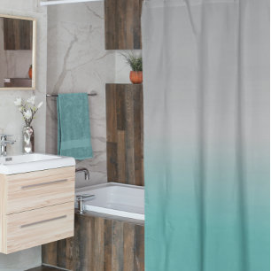 Cortina De Ducha Gradiente de Gris Verde Azul Ombre que se desvanec