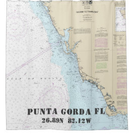 Cortina De Ducha Gráfica náutica de longitud de Punta Gorda FL Lati